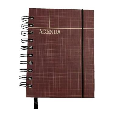 Imagem de Agenda Permanente Capa Dura Espiral, 160 folhas, Com Elástico, Sem data, Marcador de Página. (Vinho)