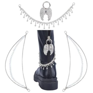 Imagem de DELORIGIN 6 peças pingentes de sapatos brilhantes corrente de metal gótico cadarços correntes pingente de strass punk bota berloques acessórios de sapato decoração para tênis casual sapatos tamanco