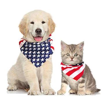 Imagem de Orgrimmar 2 peças de cachecóis de bandana para cachorro com gola de animal de estimação lavável grande bandeira americana bandana grande médio pequeno lenço para o verão do 4º de julho do dia da independência