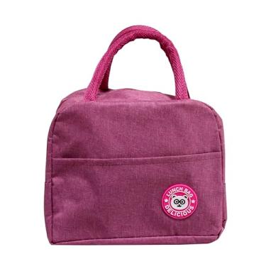 Imagem de Bolsa Térmica para Marmita, 4,5L, 23 x 19,5 x 11,5cm, 4 Cores Disponíveis, Ideal para Viagem, Praia e Camping (Rosa)