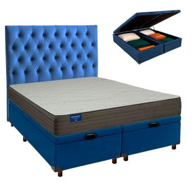 Imagem de Cama Box Bau + Colchão Queen D33 Orthotech Inducol + Cabeceira Estofada