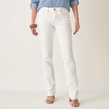 Imagem de Calça Jeans Color Reta Confort Cintura Média Branca - Bloom, Branco, 4