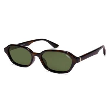 Imagem de SOJOS Óculos de sol retrô retangulares polarizados para mulheres e homens modernos hexágono estreito chique Y2K Sunnies SJ2629, Tartaruga escura/verde escuro, Middle