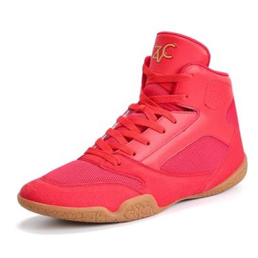 Imagem de ZVC Tênis de luta livre masculino para boxe para luta, levantamento de peso, botas de musculação, calçados, Vermelho, 45