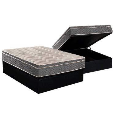Imagem de Cama Box Baú Casal: Colchão Ortopédico Paropas D45 / EP Confort Mega Firme + Base CRC Suede Black(138x188)