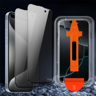 Imagem de 1 película de filtro de privacidade de tela de instalação automática para iPhone 16 Pro Max proteção de privacidade películas de vidro temperado para iPhone 16ProMax