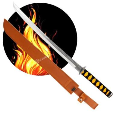 Imagem de Facão Espada Inox 69cm Lâmina 50cm Curvada com Dorso Serrilhado SLKK08