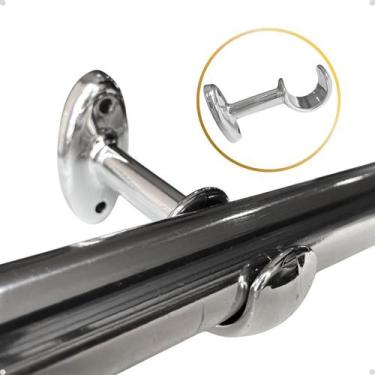 Imagem de Kit Suporte Varão Comum Simples 19mm Cortina Ilhós Argola Com Base Ins