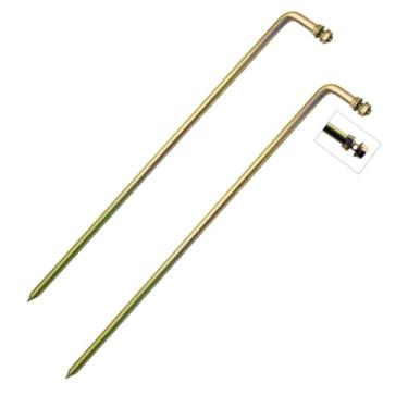 Imagem de 2 peças de haste de aterramento portátil 45,7 cm em forma de L pino de aterramento de aço galvanizado atualizado por porca de fixação de fiação direta, ótimo para cercas elétricas, antenas, antenas