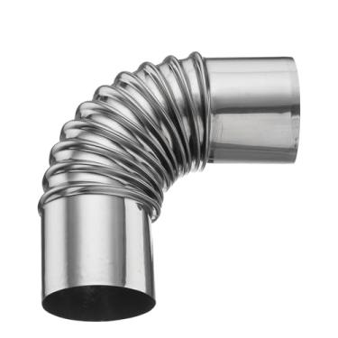 Imagem de PATIKIL Tubo de fogão de 90 graus de 50 mm, extensão de tubo de chaminé de aço inoxidável com fita de alumínio para ventilação de fogão de acampamento, aquecedor de água, exaustão de fumaça