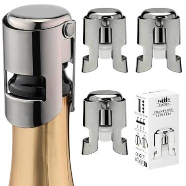 Imagem de Rolhas de champanhe para garrafas, selador de champanhe Pafusen rolha de aço inoxidável, tampa de rolha de champanhe, protetor para champanhe Cava Prosecco vinho espumante (champanhe -3-pacote-preto)