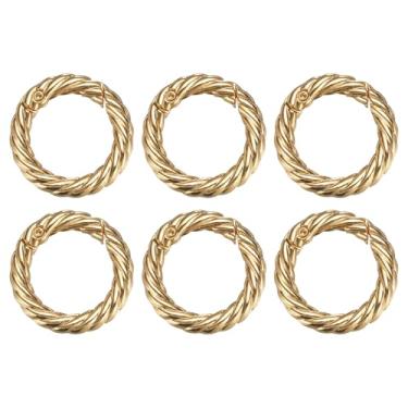 Imagem de Generic 6 anéis de mola O, 3/10.2 cm redondo gatilho de metal gancho de pressão círculo ouro chaveiro clipe chaveiro para bolsas bolsa porta-chaves