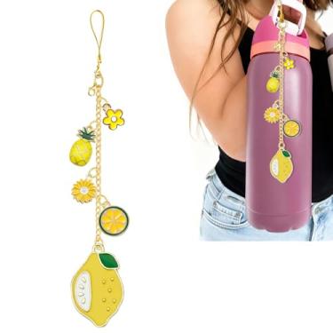 Imagem de Z-synka Alça e pingente para garrafa de água Owala 680 g, 946 ml, 1,134 g, para acessórios Owala e Stanley Cup Accessories (Lemon)
