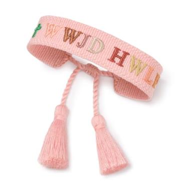 Imagem de DGRIEKLA WWJD Pulseira feita à mão com borla ajustável What Would Jesus Do Pulseiras Tecidas Pulseiras Religiosas Cristãs para Angariação de Fundos Mulheres para Presentes, Small, Poliéster, não