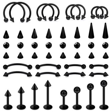 Imagem de Xnsjeyy 16G Anéis de lábio de nariz de ferradura de aço cirúrgico tragus para frente helix concha torre Daith brinco de cartilagem confortável medusa vertical labret cobra mordida monroe piercing de