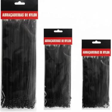 Imagem de Kit com 300 Abraçadeiras de Nylon Fitas Enforca Gato - Lacres Plásticos em 3 Tamanhos 15, 20, 25cm (Preto)