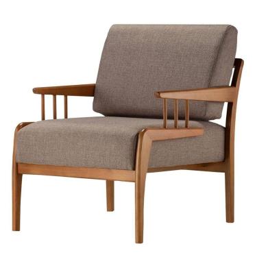 Imagem de Poltrona Com Braço Pinau Ozki 70 Cm (largura) Madeira Eucalipto Cedro Tecido Verde C