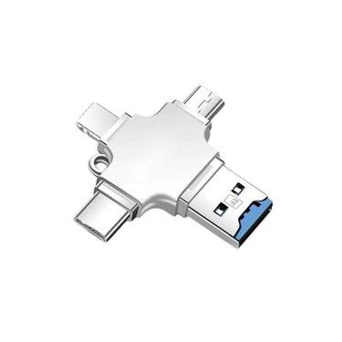 Imagem de Adaptador 4 em 1 - Tipo C / Lightning / USB-A 3.0 / Micro USB V8 - Verde
