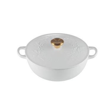 Imagem de Panela Marmita Holly Tradicional 26 cm com Pegador Dourado Branco Cotton Le Creuset
