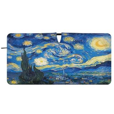 Imagem de Blueangle The Starry Night Art Para-brisa Sombra Solar - 149.9 cm x 76.2 cm Dobrável Carro Frontal Para-sol Blocos Raios UV Viseira de Sol (767)
