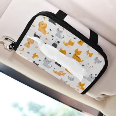 Imagem de SEHANY Porta-lenços de carro de gato fofo, caixa de lenços de papel de carro, suporte de guardanapo retangular dispensador de máscara de carro caixa de lenços de veículo para automóvel universal