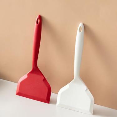 Imagem de 1 espátula de silicone resistente ao calor – espátula antiaderente Tamagoyaki Omelete para ovos, panquecas, bifes e muito mais – Utensílio de cozinha ideal (branco)