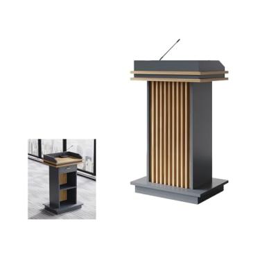 Imagem de púlpito de madeira, púlpito de mesa de pé para escolas e concertos, mesa de leitura moderna mesa de pé com 4 rodas rolantes, palestrantes e pódios estáveis e elegantes para igrejas