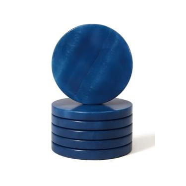 Imagem de SS Antiquity&Marble Conjunto de 4 – 3,5 porta-copos de mármore preto egípcio feito à mão – porta-copos de luxo para mesa de café, bar doméstico, cozinha e escritório – design de pedra natural com base