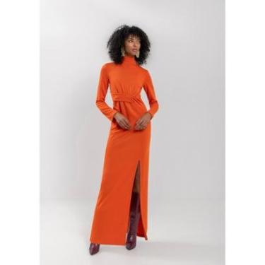 Imagem de Vestido Longo Com Gola Alta E Fenda Frontal-Feminino