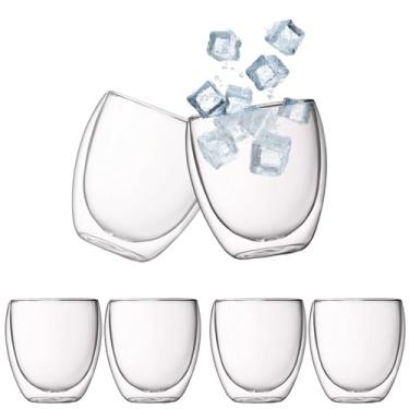 Imagem de Jogo com 6 Copos de Vidro Parede Dupla, 450ml, Transparente, Isolamento Térmico, para Café, Chá e Bebidas Quentes e Frias (450, Millilitros)