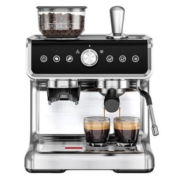 Imagem de EUHOMY - Máquina de café expresso com moedor, máquina de café expresso profissional com 20 barras domésticas, espumador de leite para leite, cappuccino e estilo barista