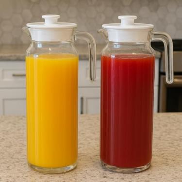 Imagem de Conjunto de 2 Jarras de Vidro 1 Litro Suco Água Refrigerante Cozinha Festa Chá