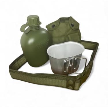 Imagem de Cantil Militar Térmico com Copo de Alumínio, 900ml, Garrafa Portátil para Camping e Atividades ao Ar Livre