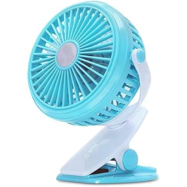 Imagem de AEWFRRV USB pequeno ventilador mini portátil carregador portátil clipe de cama ventilador elétrico escritório estudante dormitório mudo quarto portátil pequeno ventilador desktop (cor: azul) yubin1993 (cor: B)