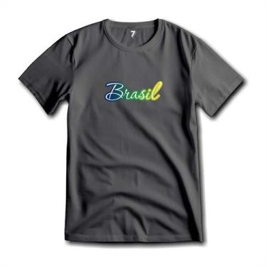Imagem de Camiseta Brasil Escrita Degradê Malha Fria Antipilling - Sete Sete Esp