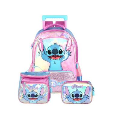 Imagem de Kit Mochila Stitch De Rodas Lancheira E Estojo Box Meninas Cor:Roxo, R