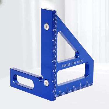 Imagem de Régua triangular de liga de alumínio azul, quadrado de ângulo reto de 45/90 graus para engenheiro, layout de construção e tarefas de medição precisas