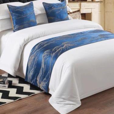 Imagem de Camas de cama e cachecóis, decoração de proteção de cama, padrão de tecido intrincado e aderência antiderrapante, lavável na máquina, oferta para quartos de hóspedes e detalhes decorativos - tipo 02||