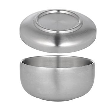 Imagem de Dioche Tigela de Barbear de Aço Inoxidável, Tigela de Escova de Sabão de Creme de Barbear para Homens, Superfície Lisa, Leve e Durável, Com Capa para Fácil Limpeza