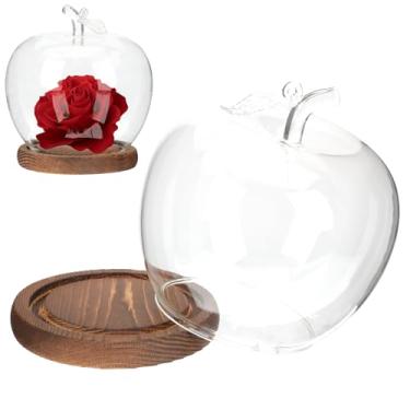 Imagem de Ipetboom Cúpula de vidro com base criativa de maçã para artesanato de boneca, artesanato de argila e exibição de decoração de casa para itens colecionáveis e decorativos