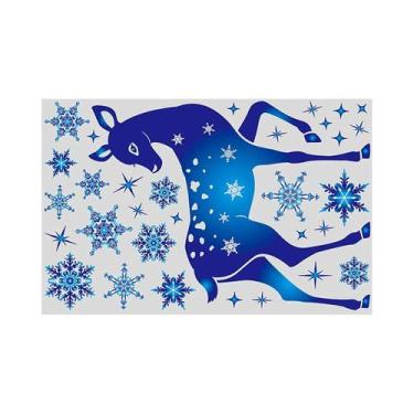 Imagem de Adesivos Decorativos De Natal Em Forma De Floco De Neve Azul E Cervo P