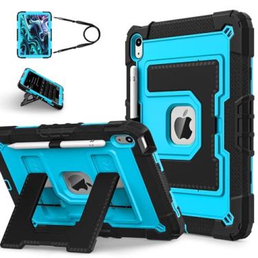 Imagem de Capa adequada para crianças para iPad A16 11ª geração 11 polegadas 2025/iPad 10ª geração 10,9 polegadas 2022 capa com suporte para lápis e alça de ombro, capa híbrida para iPad 11 10 resistente à