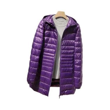 Imagem de Casaco Feminino Longo E Quente De Plumas, Jaqueta Leve Com Bolsa De Ar