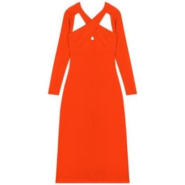 Imagem de Vestido Midi Chá De Mangas Longas Com Recortes Frontais-Feminino