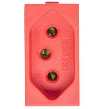Imagem de Módulo Para Tomada Universal 2p+t 10a Vermelho Ek31000-27 Ekron Módulo Para Tomada Universal 2p+