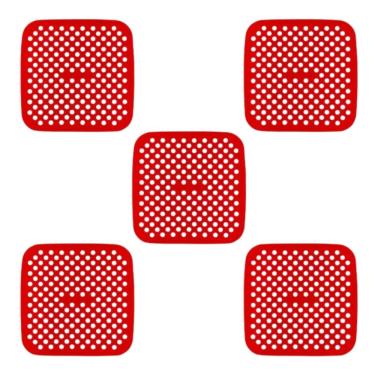 Imagem de Kit 5 Tapete Protetor em Silicone Quadrado Para Air Fryer 21cm
