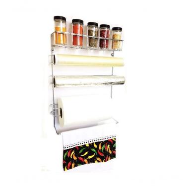 Imagem de Kit Porta Papel Toalha + 5 Potes P/ Tempero Vidro Black