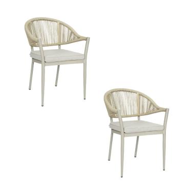 Imagem de Kit com 2 Cadeiras em Aluminio e Corda Nautica para Area Externa Amalfi  Cinza