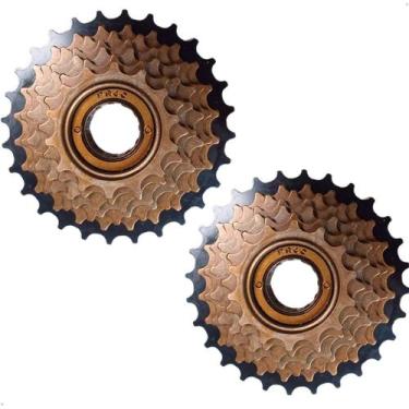 Imagem de 2 Catraca Roda Livre Rosca 7 Velocidades 14/28 Dentes Original Dourada