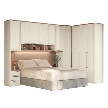 Imagem de Guarda Roupa Canto Reto Guarda Roupa Modulado Canto Reto 166 Toledo 10 Portas 9 Gavetas MDF Areia